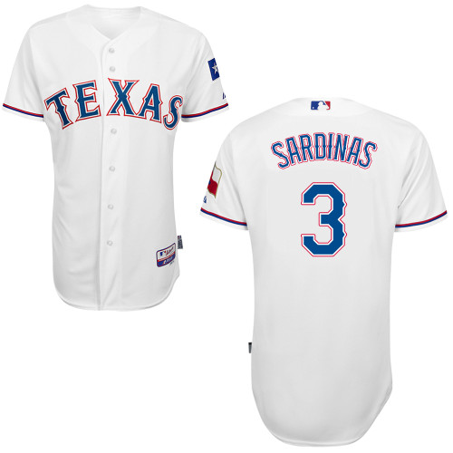 Luis Sardinas #3 MLB Jersey-Texas Rangers Men's Authentic Home White Cool Base Baseball Jersey